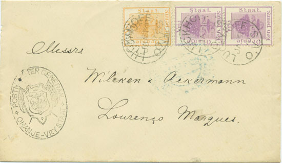 A Boer cover with an oval Boer censor mark from Luckhoff 4th February 1900.